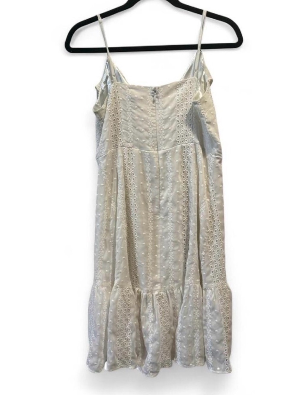 Express Cream Eyelet Ruffle Spaghetti-Strap Mini Dress - Picture 5 of 5